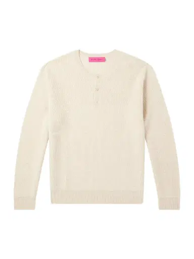 The Elder Statesman Waffle-Knit Cashmere Henley Sweater - Men | Thumbnail 1 The Elder Statesman Waffle-Knit Cashmere Henley Sweater - Men | Thumbnail 1