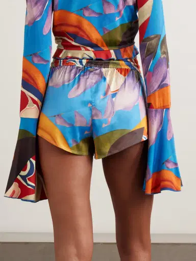 Donde Esteban Palenque Flores Printed Satin Shorts | Thumbnail 3 Donde Esteban Palenque Flores Printed Satin Shorts | Thumbnail 3
