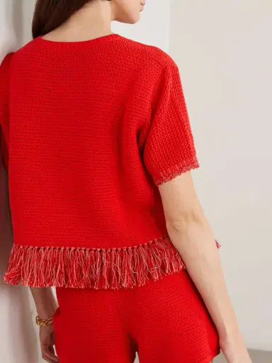 ESCVDO Amada Cropped Fringed Crocheted Cotton Top | Thumbnail 3 ESCVDO Amada Cropped Fringed Crocheted Cotton Top | Thumbnail 3