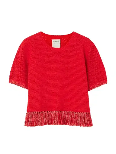 ESCVDO Amada Cropped Fringed Crocheted Cotton Top | Thumbnail 1 ESCVDO Amada Cropped Fringed Crocheted Cotton Top | Thumbnail 1