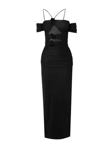 Maygel Coronel Abisso Appliquéd Cutout Ruched Stretch-jersey Maxi Dress | Thumbnail 1 Maygel Coronel Abisso Appliquéd Cutout Ruched Stretch-jersey Maxi Dress | Thumbnail 1