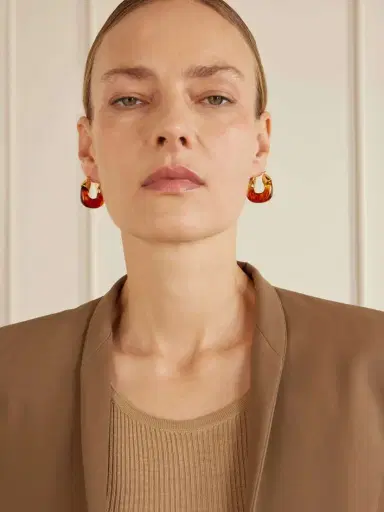 Lizzie Fortunato Mini Organic Gold-plated Resin Hoop Earrings | Thumbnail 2 Lizzie Fortunato Mini Organic Gold-plated Resin Hoop Earrings | Thumbnail 2