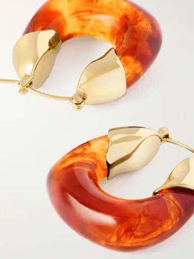 Lizzie Fortunato Mini Organic Gold-plated Resin Hoop Earrings | Thumbnail 3 Lizzie Fortunato Mini Organic Gold-plated Resin Hoop Earrings | Thumbnail 3