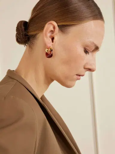 Lizzie Fortunato Mini Organic Gold-plated Resin Hoop Earrings | Thumbnail 4 Lizzie Fortunato Mini Organic Gold-plated Resin Hoop Earrings | Thumbnail 4