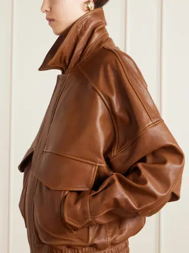Nour Hammour Runa Paneled Leather Bomber Jacket | Thumbnail 5 Nour Hammour Runa Paneled Leather Bomber Jacket | Thumbnail 5