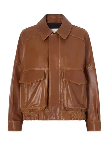 Nour Hammour Runa Paneled Leather Bomber Jacket | Thumbnail 1 Nour Hammour Runa Paneled Leather Bomber Jacket | Thumbnail 1