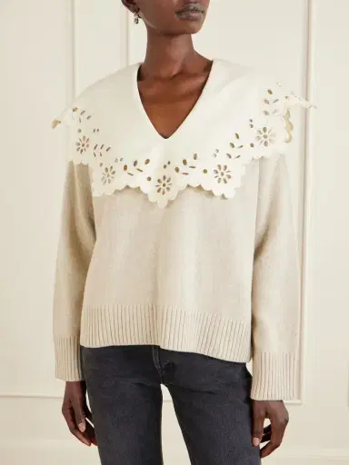 Altuzarra Toro Broderie Anglaise-trimmed Wool Sweater | Thumbnail 3 Altuzarra Toro Broderie Anglaise-trimmed Wool Sweater | Thumbnail 3