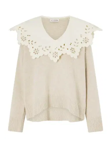 Altuzarra Toro Broderie Anglaise-trimmed Wool Sweater | Thumbnail 1 Altuzarra Toro Broderie Anglaise-trimmed Wool Sweater | Thumbnail 1