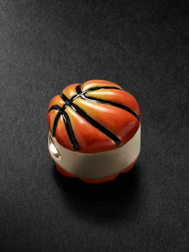 Greg Yuna Basketball 14-Karat White Gold and Enamel Pendant - Men | Thumbnail 1 Greg Yuna Basketball 14-Karat White Gold and Enamel Pendant - Men | Thumbnail 1