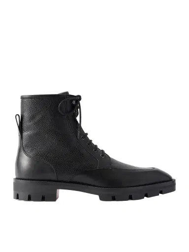 Christian Louboutin Caracolo Lion Smooth and Full-Grain Leather Lace-Up Boots - Men | Thumbnail 1 Christian Louboutin Caracolo Lion Smooth and Full-Grain Leather Lace-Up Boots - Men | Thumbnail 1