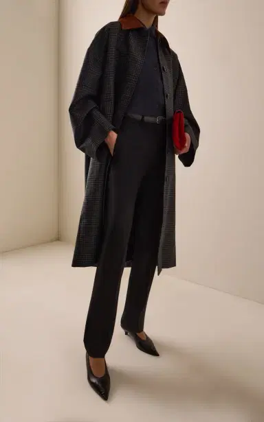 Róhe Suede-Collar Checked Wool Coat | Thumbnail 2 Róhe Suede-Collar Checked Wool Coat | Thumbnail 2