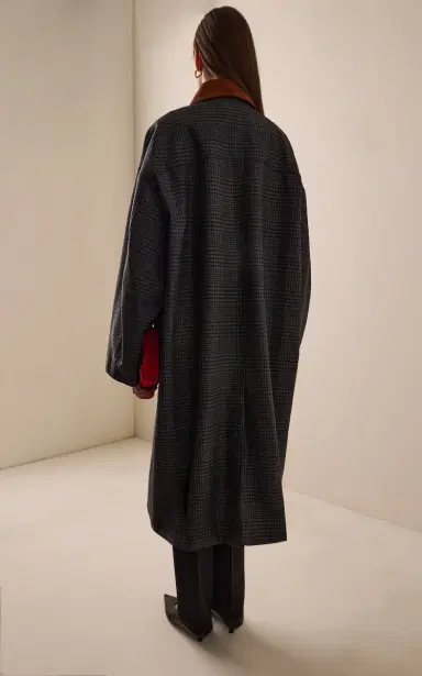 Róhe Suede-Collar Checked Wool Coat | Thumbnail 4 Róhe Suede-Collar Checked Wool Coat | Thumbnail 4