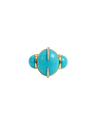 Wish Fine Jewelry 17.02ct Diamond Turquoise 18K Gold Cocktail Ring | Thumbnail 1 Wish Fine Jewelry 17.02ct Diamond Turquoise 18K Gold Cocktail Ring | Thumbnail 1