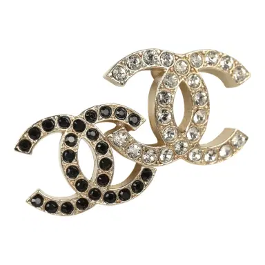 Chanel Chanel Double CC Crystal Stud Earrings Black Gold Tone Hardware | Thumbnail 2 Chanel Chanel Double CC Crystal Stud Earrings Black Gold Tone Hardware | Thumbnail 2