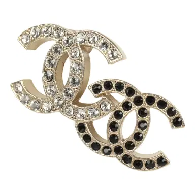Chanel Chanel Double CC Crystal Stud Earrings Black Gold Tone Hardware | Thumbnail 3 Chanel Chanel Double CC Crystal Stud Earrings Black Gold Tone Hardware | Thumbnail 3