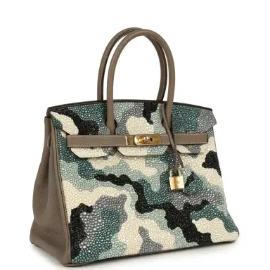 HERMÈS Custom "Camouflage" Swarovski Crystal Hermes Birkin 30 Etoupe Togo Gold Hardware | Thumbnail 2 HERMÈS Custom "Camouflage" Swarovski Crystal Hermes Birkin 30 Etoupe Togo Gold Hardware | Thumbnail 2