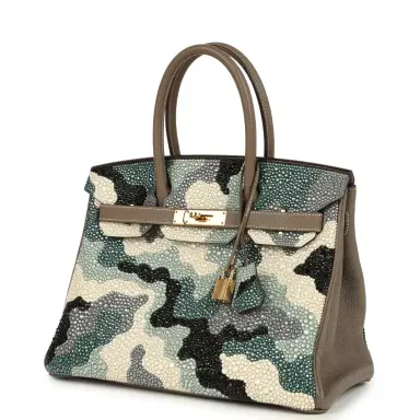 HERMÈS Custom "Camouflage" Swarovski Crystal Hermes Birkin 30 Etoupe Togo Gold Hardware | Thumbnail 5 HERMÈS Custom "Camouflage" Swarovski Crystal Hermes Birkin 30 Etoupe Togo Gold Hardware | Thumbnail 5