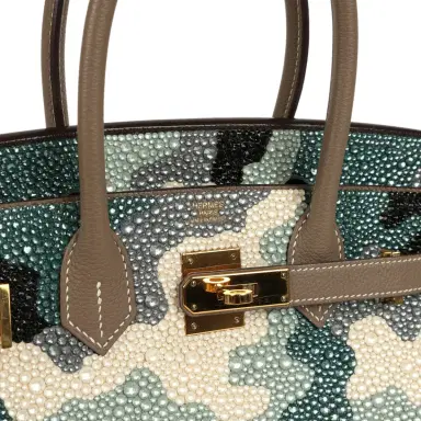 HERMÈS Custom "Camouflage" Swarovski Crystal Hermes Birkin 30 Etoupe Togo Gold Hardware | Thumbnail 7 HERMÈS Custom "Camouflage" Swarovski Crystal Hermes Birkin 30 Etoupe Togo Gold Hardware | Thumbnail 7