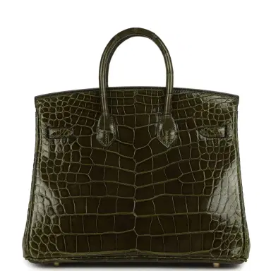 HERMÈS Hermes Birkin 25 Vert Veronese Shiny Alligator Gold Hardware | Thumbnail 4 HERMÈS Hermes Birkin 25 Vert Veronese Shiny Alligator Gold Hardware | Thumbnail 4