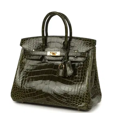HERMÈS Hermes Birkin 25 Vert Veronese Shiny Alligator Gold Hardware | Thumbnail 5 HERMÈS Hermes Birkin 25 Vert Veronese Shiny Alligator Gold Hardware | Thumbnail 5