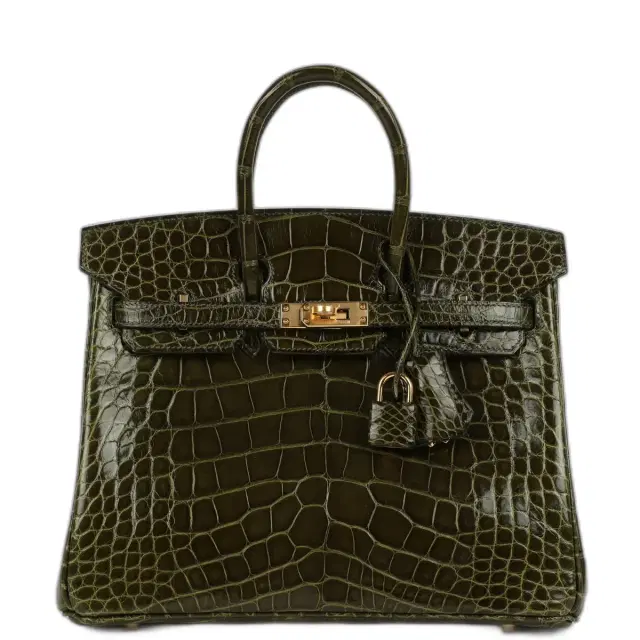 Hermes Birkin 25 Vert Veronese Shiny Alligator Gold Hardware Hermes Birkin 25 Vert Veronese Shiny Alligator Gold Hardware