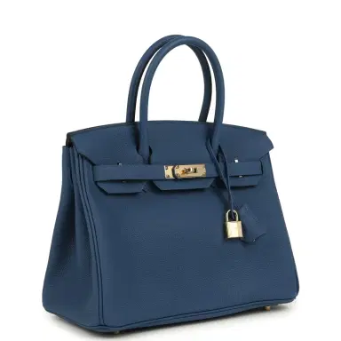 HERMÈS Hermes Birkin 30 Bleu Tie Togo Permabrass Hardware | Thumbnail 2 HERMÈS Hermes Birkin 30 Bleu Tie Togo Permabrass Hardware | Thumbnail 2