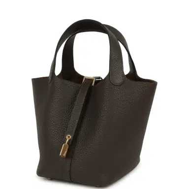 HERMÈS Hermes Picotin Lock 18 Ebene Clemence Gold Hardware | Thumbnail 2 HERMÈS Hermes Picotin Lock 18 Ebene Clemence Gold Hardware | Thumbnail 2