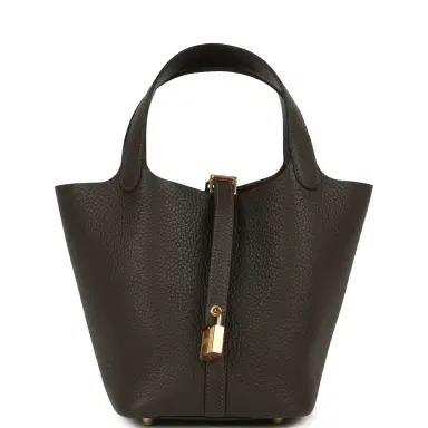 HERMÈS Hermes Picotin Lock 18 Ebene Clemence Gold Hardware | Thumbnail 1 HERMÈS Hermes Picotin Lock 18 Ebene Clemence Gold Hardware | Thumbnail 1