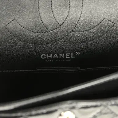 Chanel Pre-owned Chanel Small Reissue 225 2.55 Double Flap Bag So Black Shiny Crumpled Calfskin Black Hardware | Thumbnail 8 Chanel Pre-owned Chanel Small Reissue 225 2.55 Double Flap Bag So Black Shiny Crumpled Calfskin Black Hardware | Thumbnail 8