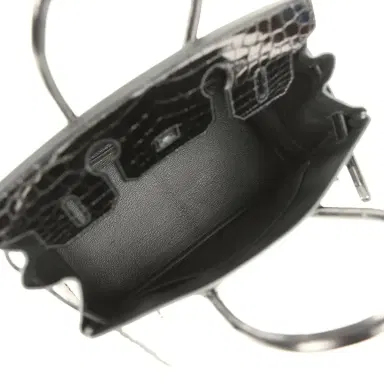 HERMÈS Pre-owned Hermes Birkin 30 Black Shiny Crocodile Niloticus Palladium Hardware | Thumbnail 8 HERMÈS Pre-owned Hermes Birkin 30 Black Shiny Crocodile Niloticus Palladium Hardware | Thumbnail 8