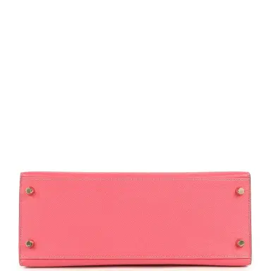HERMÈS Pre-owned Hermes Special Order (HSS) Kelly Sellier 28 Rose Azalee and Gris Mouette Epsom Brushed Gold Hardware | Thumbnail 6 HERMÈS Pre-owned Hermes Special Order (HSS) Kelly Sellier 28 Rose Azalee and Gris Mouette Epsom Brushed Gold Hardware | Thumbnail 6