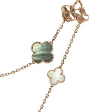 Van Cleef & Arpels Van Cleef & Arpels Magic Alhambra Transformable 15 Motif Necklace White and Grey MOP 18K Rose Gold Guilloche | Thumbnail 2 Van Cleef & Arpels Van Cleef & Arpels Magic Alhambra Transformable 15 Motif Necklace White and Grey MOP 18K Rose Gold Guilloche | Thumbnail 2