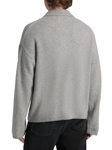 The Elder Statesman Men's Dume Cashmere Rugby Sweater - Silver | Thumbnail 5 The Elder Statesman Men's Dume Cashmere Rugby Sweater - Silver | Thumbnail 5