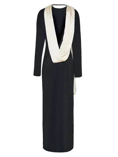 Armarium Women's Dublina Two-Tone Scarf Maxi Dress - Black - Size 8 | Thumbnail 2 Armarium Women's Dublina Two-Tone Scarf Maxi Dress - Black - Size 8 | Thumbnail 2