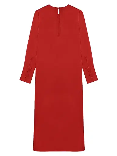 Armarium Women's Bruna Long-Sleeve Silk Shift Midi-Dress - Red - Size 2 | Thumbnail 2 Armarium Women's Bruna Long-Sleeve Silk Shift Midi-Dress - Red - Size 2 | Thumbnail 2