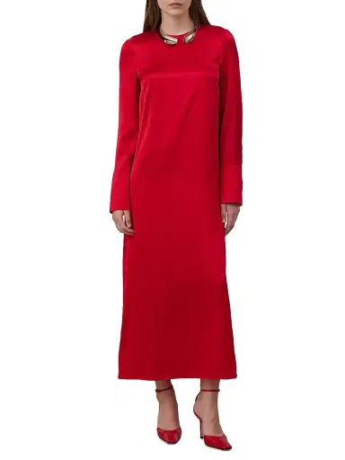 Armarium Women's Bruna Long-Sleeve Silk Shift Midi-Dress - Red - Size 2 | Thumbnail 3 Armarium Women's Bruna Long-Sleeve Silk Shift Midi-Dress - Red - Size 2 | Thumbnail 3
