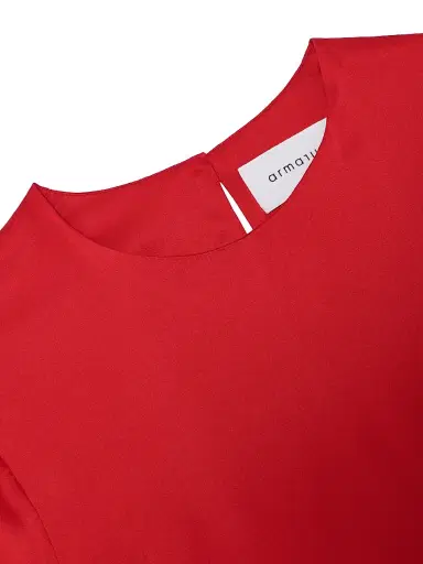 Armarium Women's Bruna Long-Sleeve Silk Shift Midi-Dress - Red - Size 2 | Thumbnail 4 Armarium Women's Bruna Long-Sleeve Silk Shift Midi-Dress - Red - Size 2 | Thumbnail 4