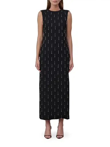 Armarium Women's Mina Embellished Wool Draped Back Midi-Dress - Black | Thumbnail 3 Armarium Women's Mina Embellished Wool Draped Back Midi-Dress - Black | Thumbnail 3