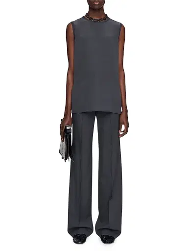 Joseph Women's Bley Silk Crepe Sleeveless Top - Dark Grey | Thumbnail 2 Joseph Women's Bley Silk Crepe Sleeveless Top - Dark Grey | Thumbnail 2