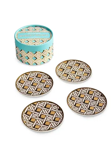 Jonathan Adler 4-Piece Basketweave Coaster Set - Black Gold | Thumbnail 2 Jonathan Adler 4-Piece Basketweave Coaster Set - Black Gold | Thumbnail 2