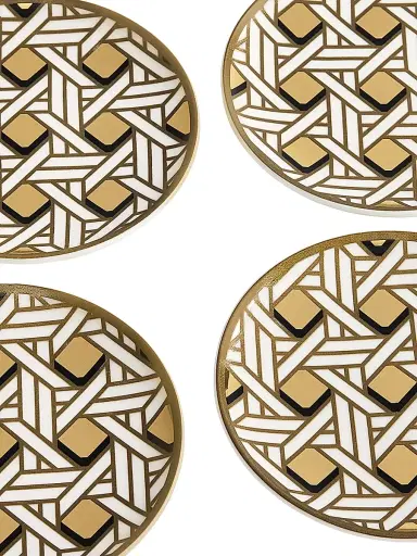 Jonathan Adler 4-Piece Basketweave Coaster Set - Black Gold | Thumbnail 3 Jonathan Adler 4-Piece Basketweave Coaster Set - Black Gold | Thumbnail 3
