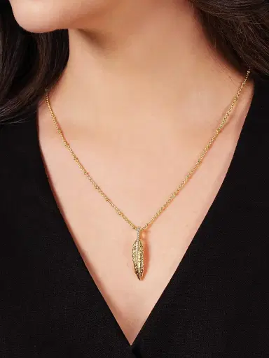 Anabel Aram Women's Feather 18K-Gold-Plated & Cubic Zirconia Pendant Necklace - Gold | Thumbnail 2 Anabel Aram Women's Feather 18K-Gold-Plated & Cubic Zirconia Pendant Necklace - Gold | Thumbnail 2