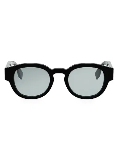 Fendi Men's Signature 48MM Round Sunglasses - Black | Thumbnail 2 Fendi Men's Signature 48MM Round Sunglasses - Black | Thumbnail 2
