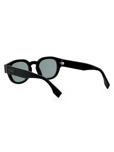 Fendi Men's Signature 48MM Round Sunglasses - Black | Thumbnail 3 Fendi Men's Signature 48MM Round Sunglasses - Black | Thumbnail 3