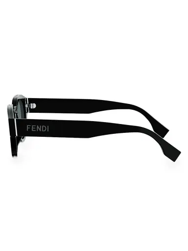 Fendi Men's Signature 48MM Round Sunglasses - Black | Thumbnail 4 Fendi Men's Signature 48MM Round Sunglasses - Black | Thumbnail 4