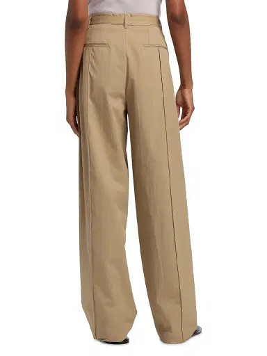 Co Women's Pleated Cotton-Blend Wide-Leg Pants - Camel - Size 12 | Thumbnail 5 Co Women's Pleated Cotton-Blend Wide-Leg Pants - Camel - Size 12 | Thumbnail 5
