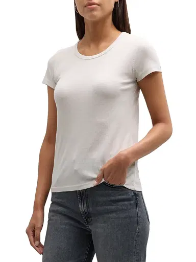 Majestic Filatures Women's Ribbed Stretch Cotton T-Shirt - Grey | Thumbnail 3 Majestic Filatures Women's Ribbed Stretch Cotton T-Shirt - Grey | Thumbnail 3