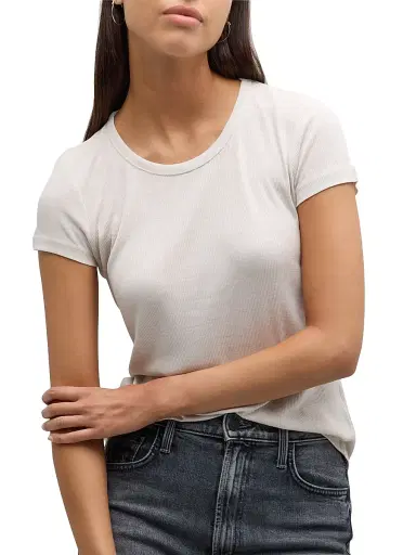 Majestic Filatures Women's Ribbed Stretch Cotton T-Shirt - Grey | Thumbnail 4 Majestic Filatures Women's Ribbed Stretch Cotton T-Shirt - Grey | Thumbnail 4