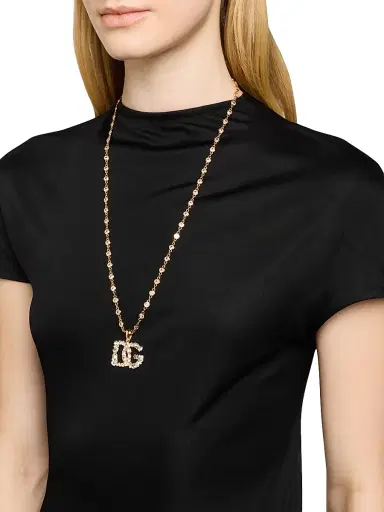 Dolce & Gabbana Women's Goldtone & Rhinestone Logo Pendant Necklace - Gold | Thumbnail 2 Dolce & Gabbana Women's Goldtone & Rhinestone Logo Pendant Necklace - Gold | Thumbnail 2
