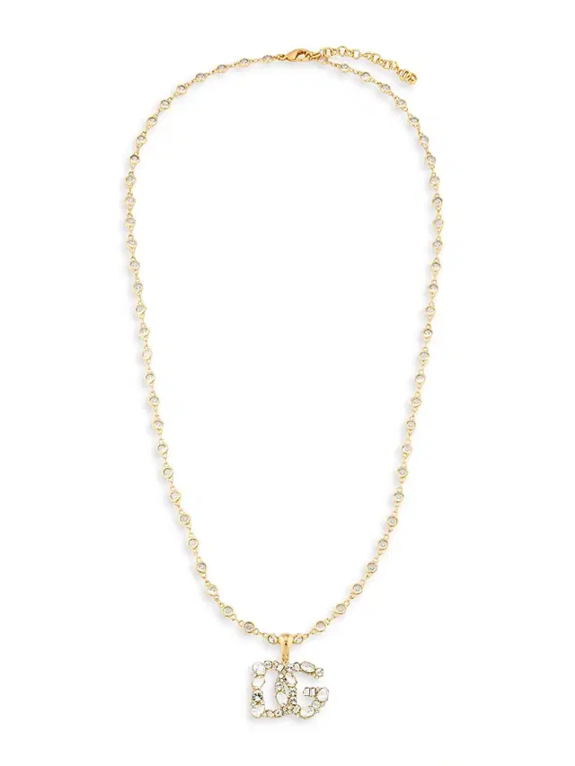 Women's Goldtone & Rhinestone Logo Pendant Necklace - Gold Women's Goldtone & Rhinestone Logo Pendant Necklace - Gold
